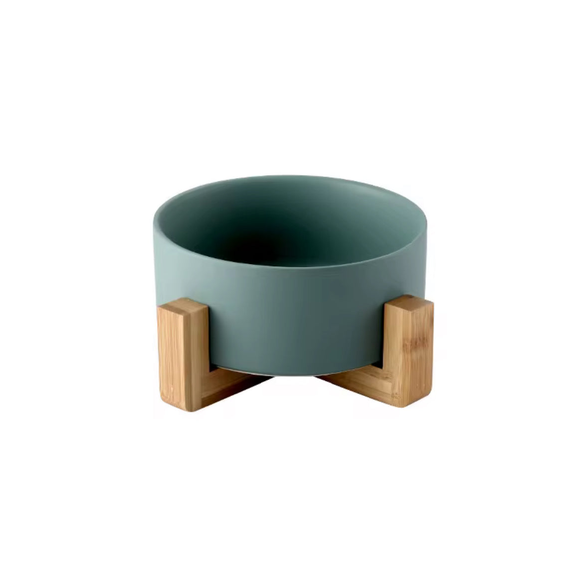 Ceramic Food Bowl with Wooden Stand