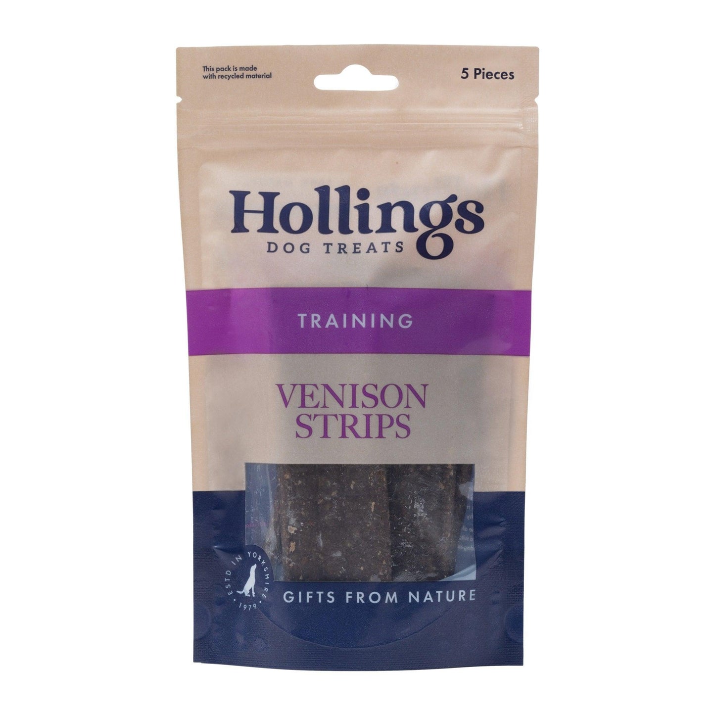 Hollings 100% Nat Venison Strips 5pk
