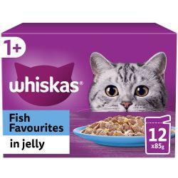 Whiskas 1+ Fish Favourites Adult Wet Cat Food Pouches in Jelly 12pk 85g x 4 (48 POUCHES)