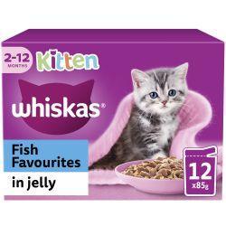 Whiskas Kitten Fish Favourites Wet Cat Food Pouches in Jelly 12pk, 85g