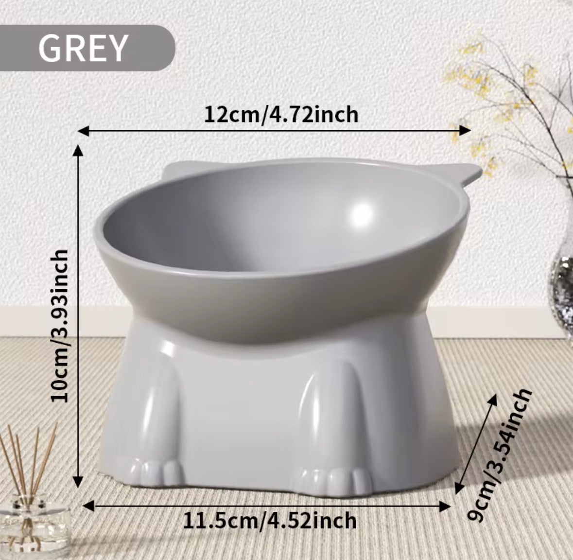 Elevated Food Bowl for Small Pets Paw Print Design