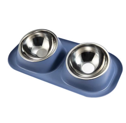 Stainless Steel Double Food Bowl For Pets