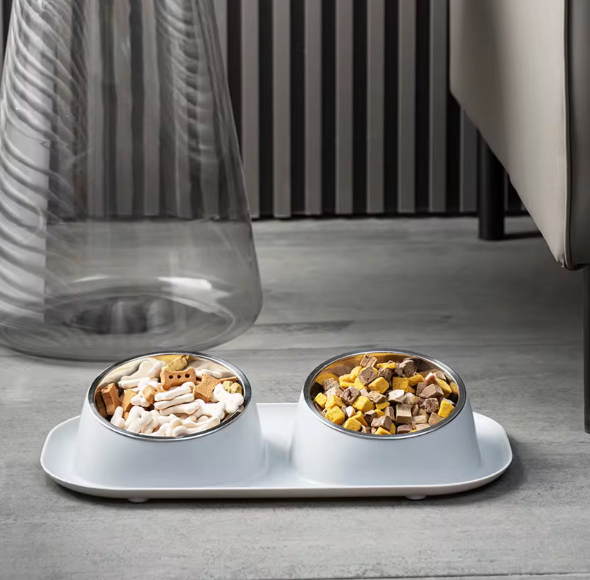 Stainless Steel Double Food Bowl For Pets