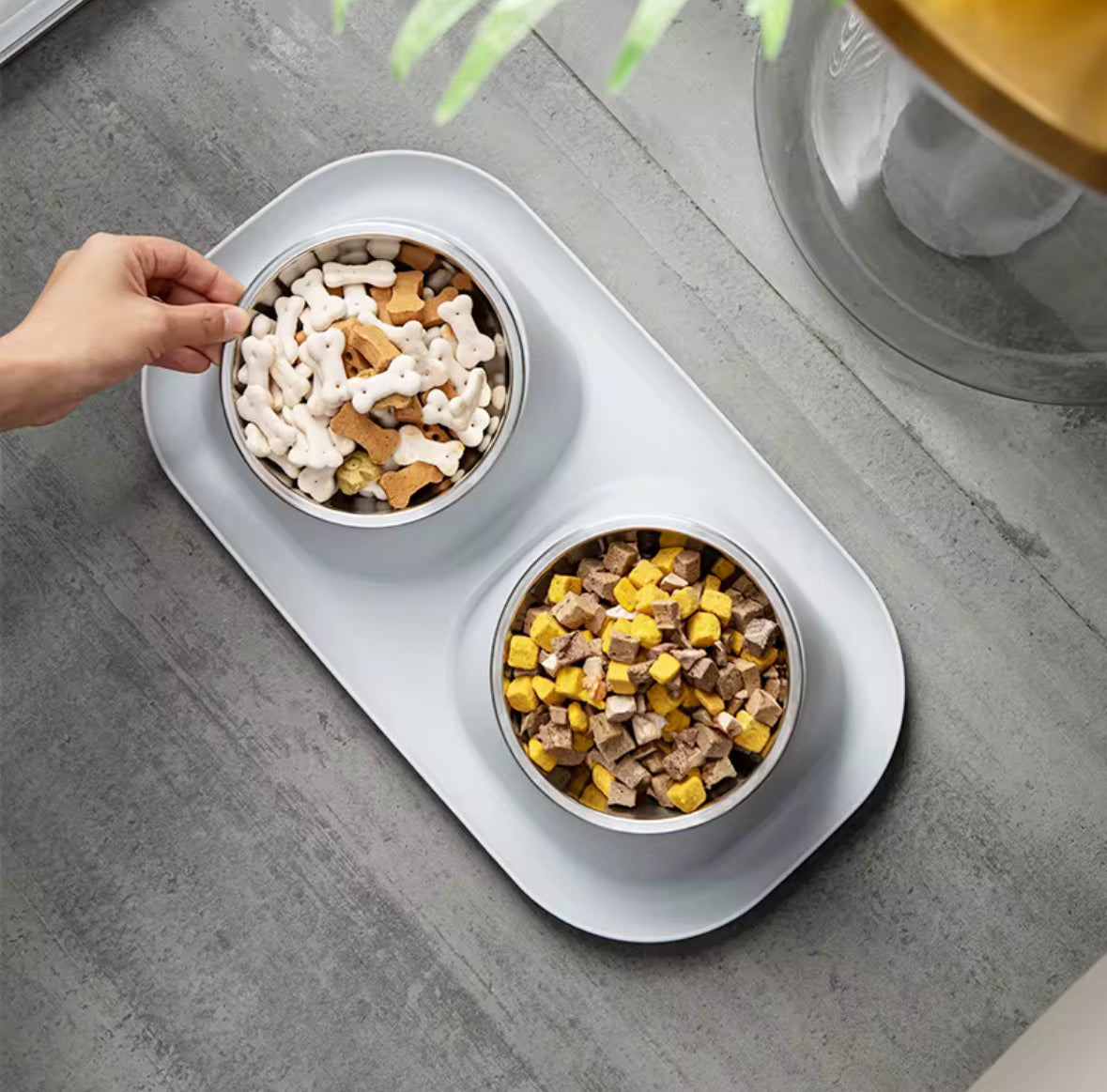 Stainless Steel Double Food Bowl For Pets