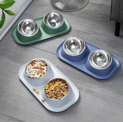 Stainless Steel Double Food Bowl For Pets