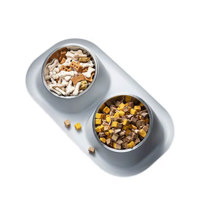 Stainless Steel Double Food Bowl For Pets