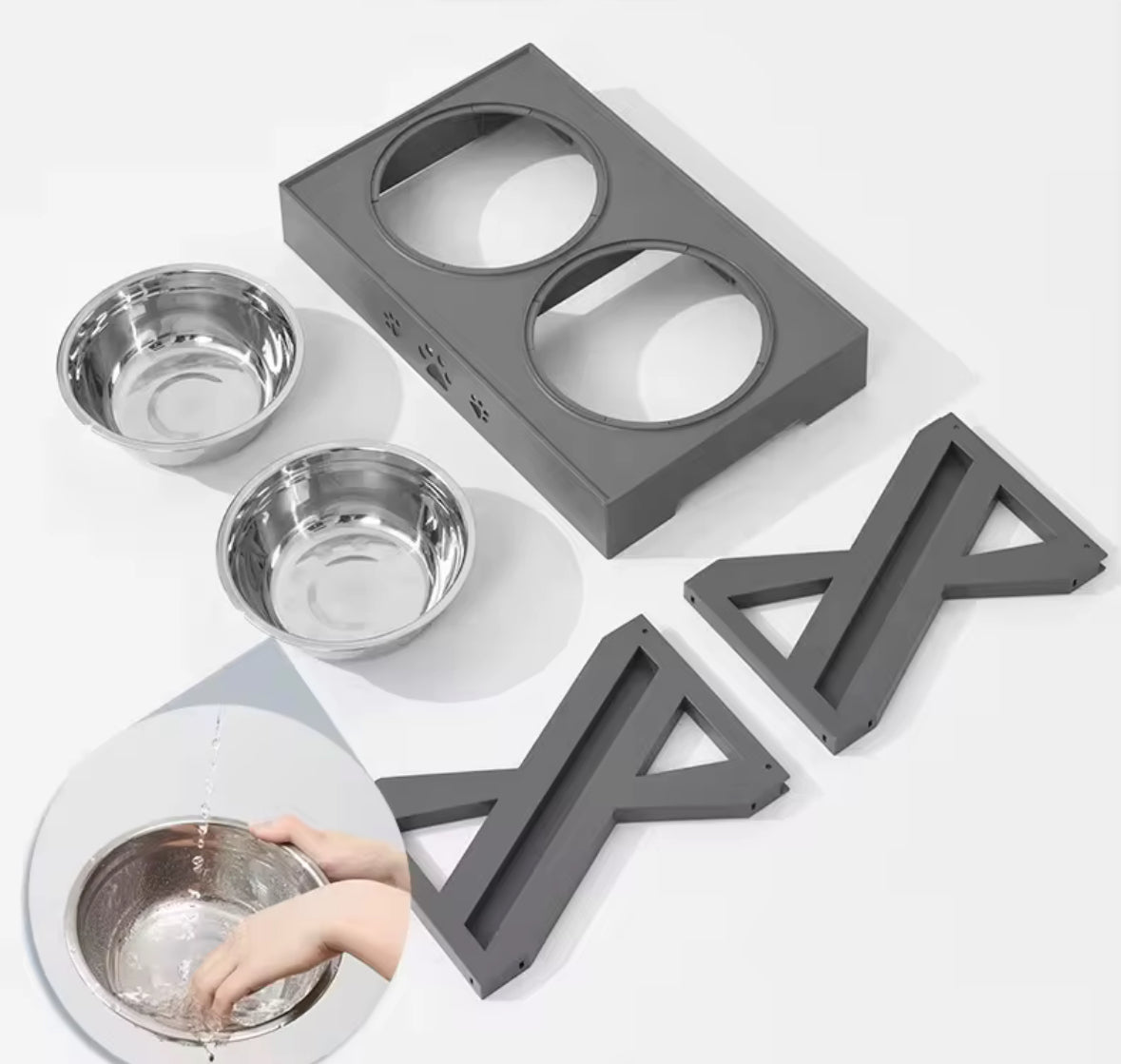 Adjustable and Elevated Food Stand for Pets