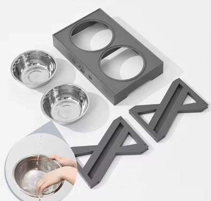 Adjustable and Elevated Food Stand for Pets