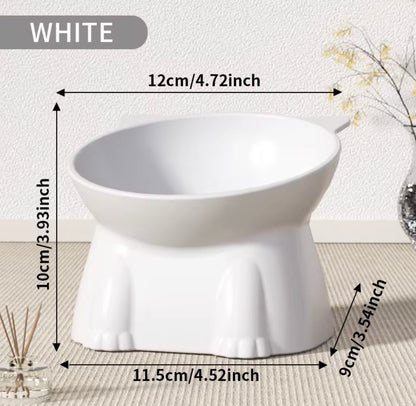 Elevated Food Bowl for Small Pets Paw Print Design