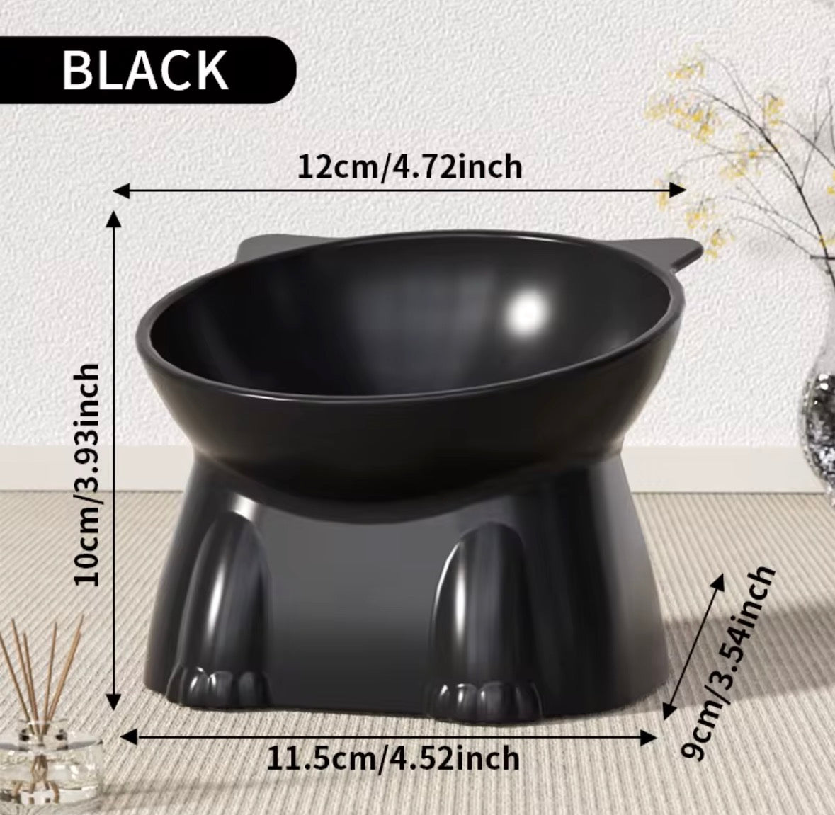 Elevated Food Bowl for Small Pets Paw Print Design