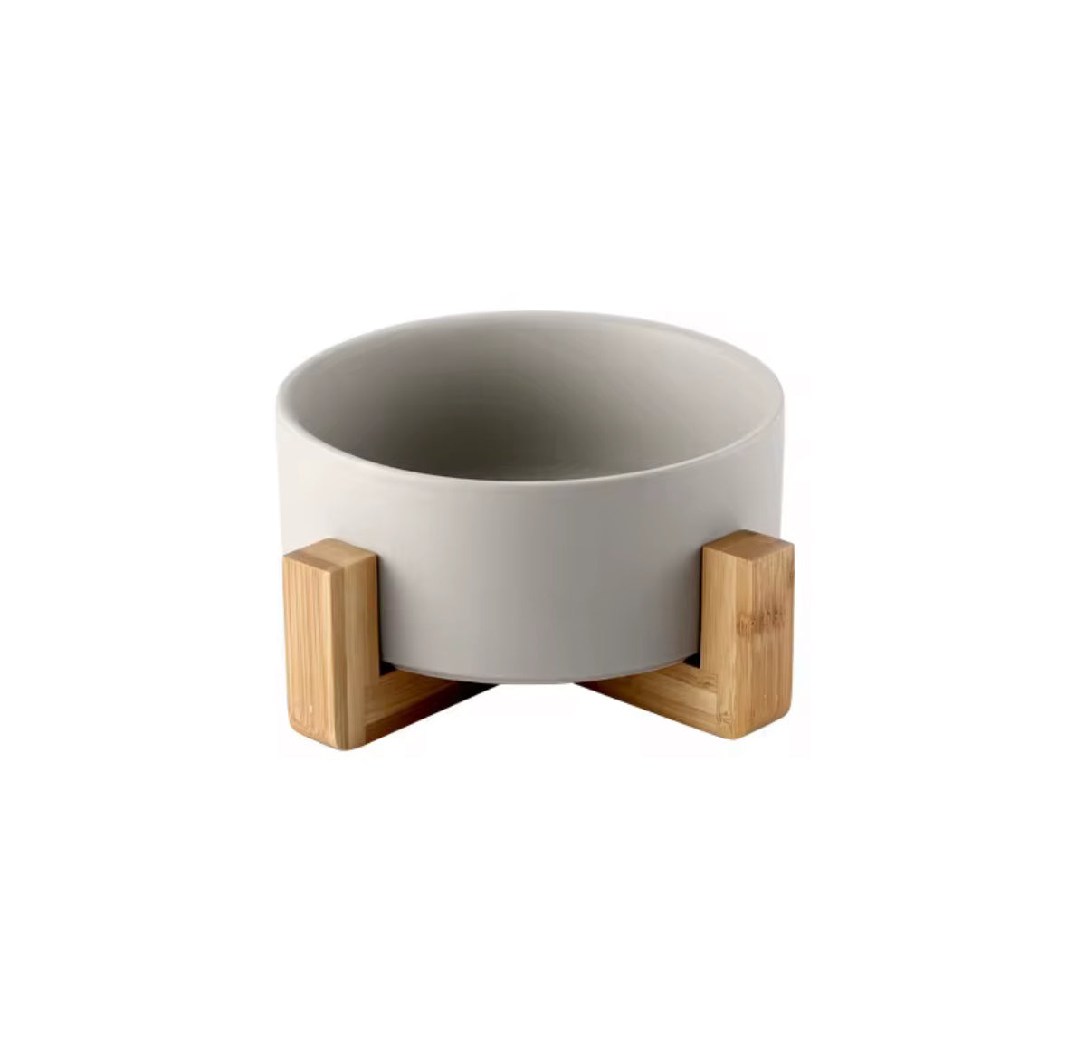 Ceramic Food Bowl with Wooden Stand
