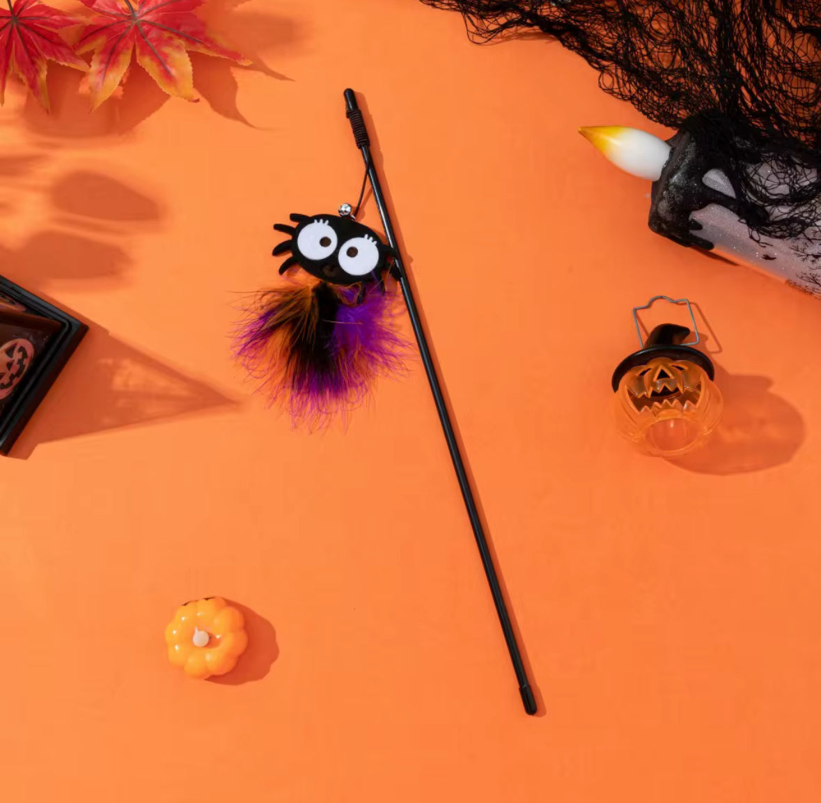 Halloween Themed Interactive Cat Stick Toy