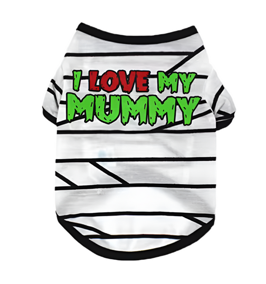Halloween Outfit for Small Pets I Love My Mummy Design