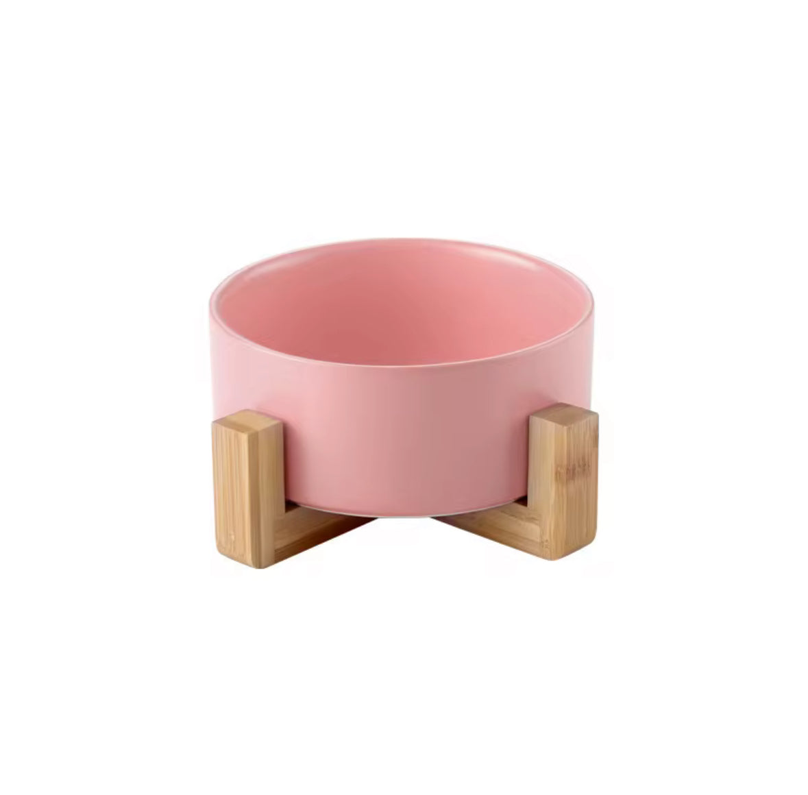 Ceramic Food Bowl with Wooden Stand