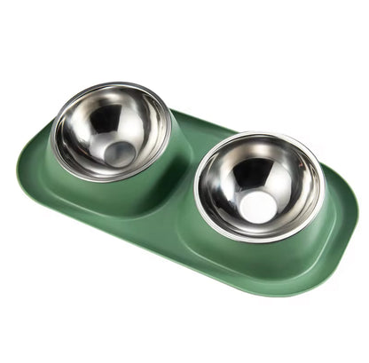 Stainless Steel Double Food Bowl For Pets