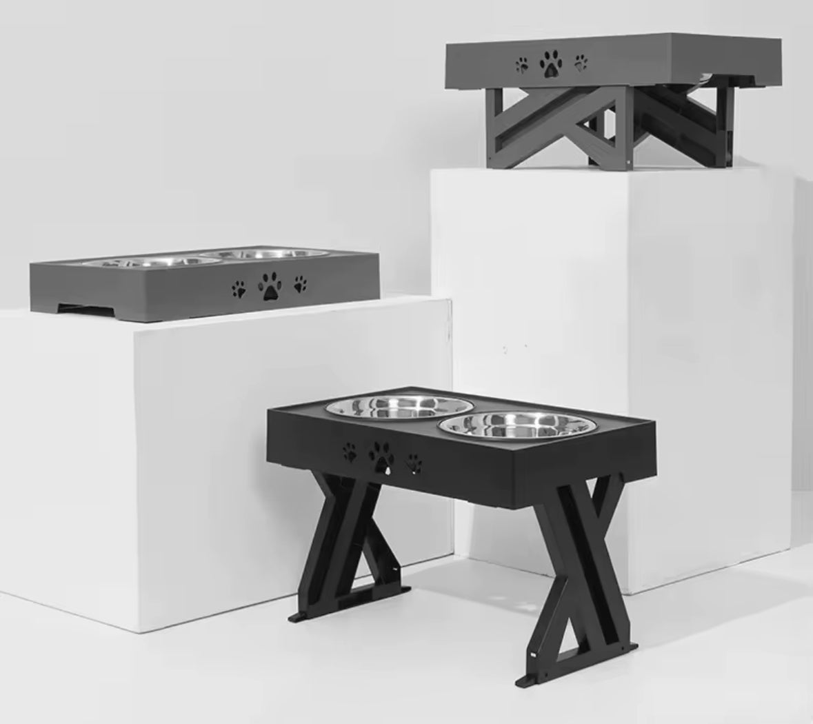 Adjustable and Elevated Food Stand for Pets