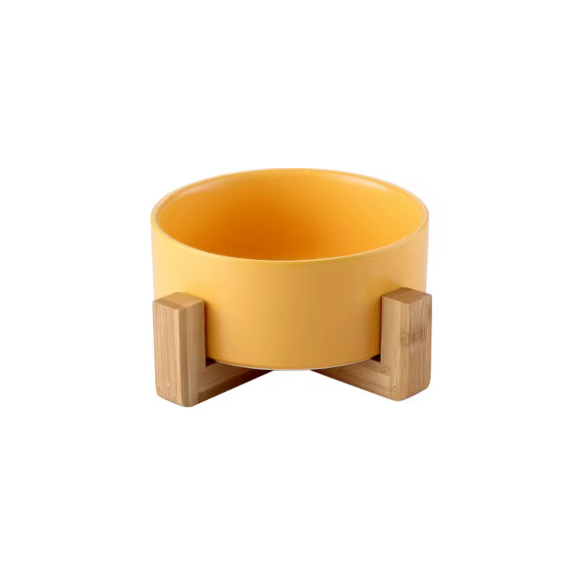 Ceramic Food Bowl with Wooden Stand