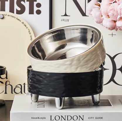 Elegant Elevated Pet Food Bowl Stainless Steel