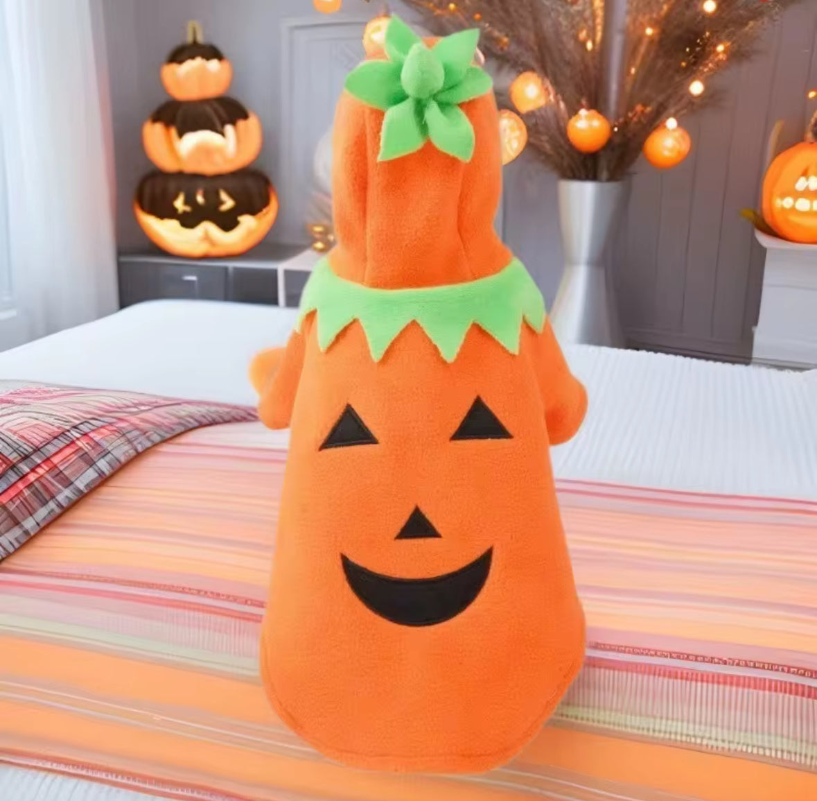 Halloween Pumpkin Costume for Pets Fleece Velvet Design