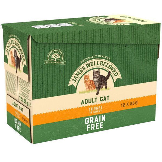 James Wellbeloved Adult Cat Grain Free Turkey in Gravy Pouches  12 x 85g