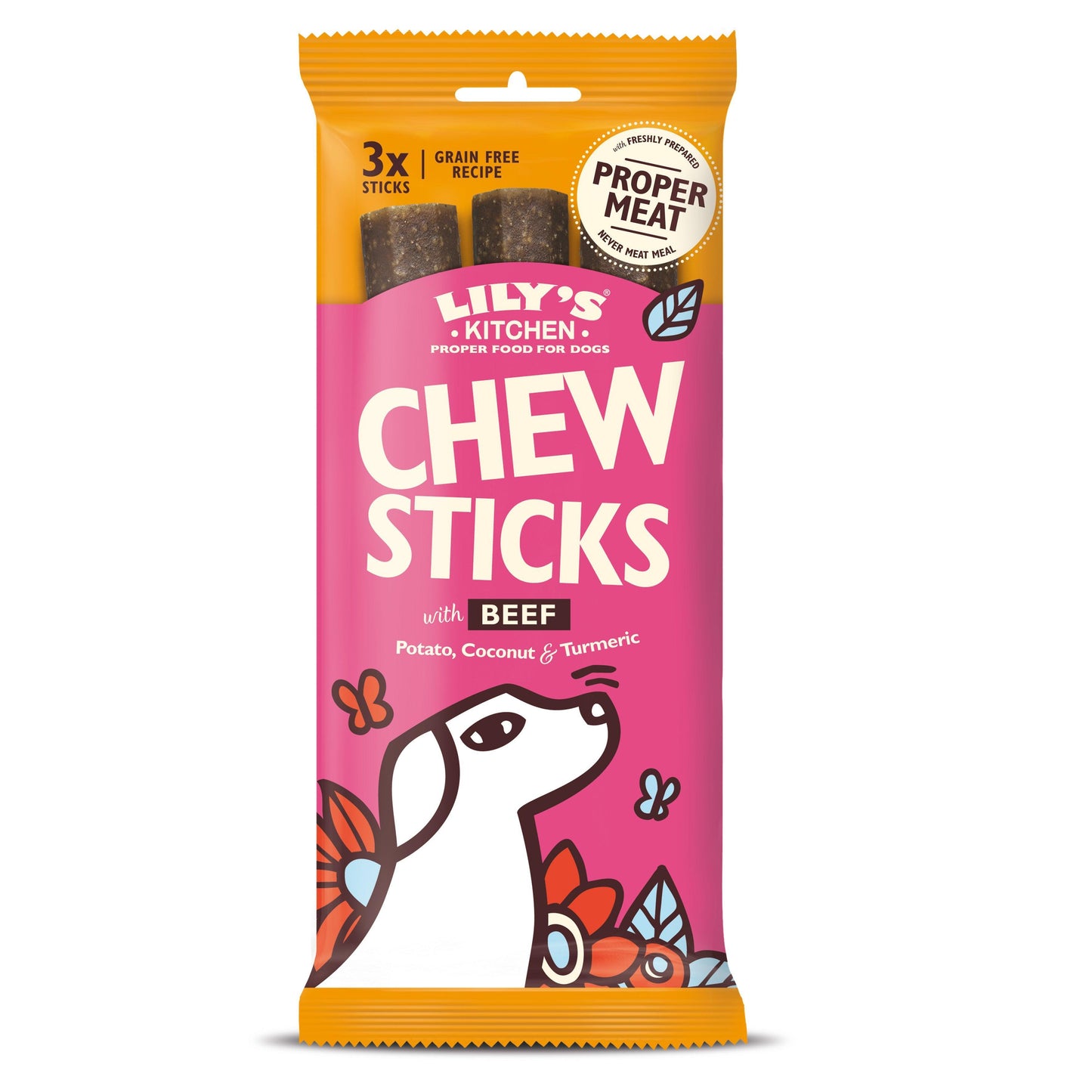 Lily's Kitchen Chew Sticks with Beef 3 Sticks 120g