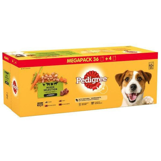 Pedigree Pouch Mix Selection Complete In Gravy 40/x100g Mega Box