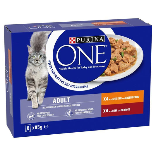 Purina One Adult Cat Chk/Bf Pch 5x8x85g
