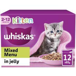 Whiskas Kitten Mixed Menu Wet Cat Food Pouches in Jelly 12pk, 85g